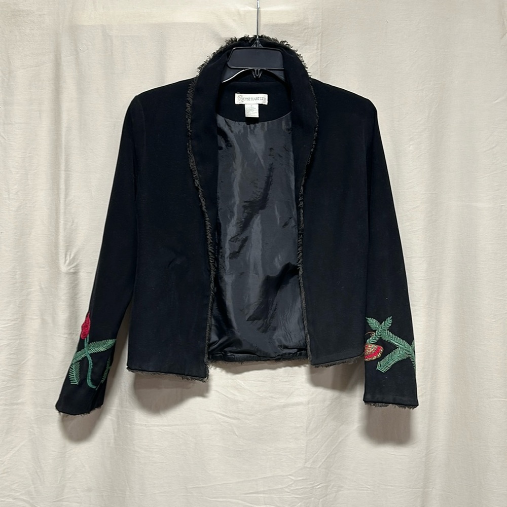 Ilyse Hart Ltd Ladies Poly Stretch Women's Size Small‎ Black Floral Jacket